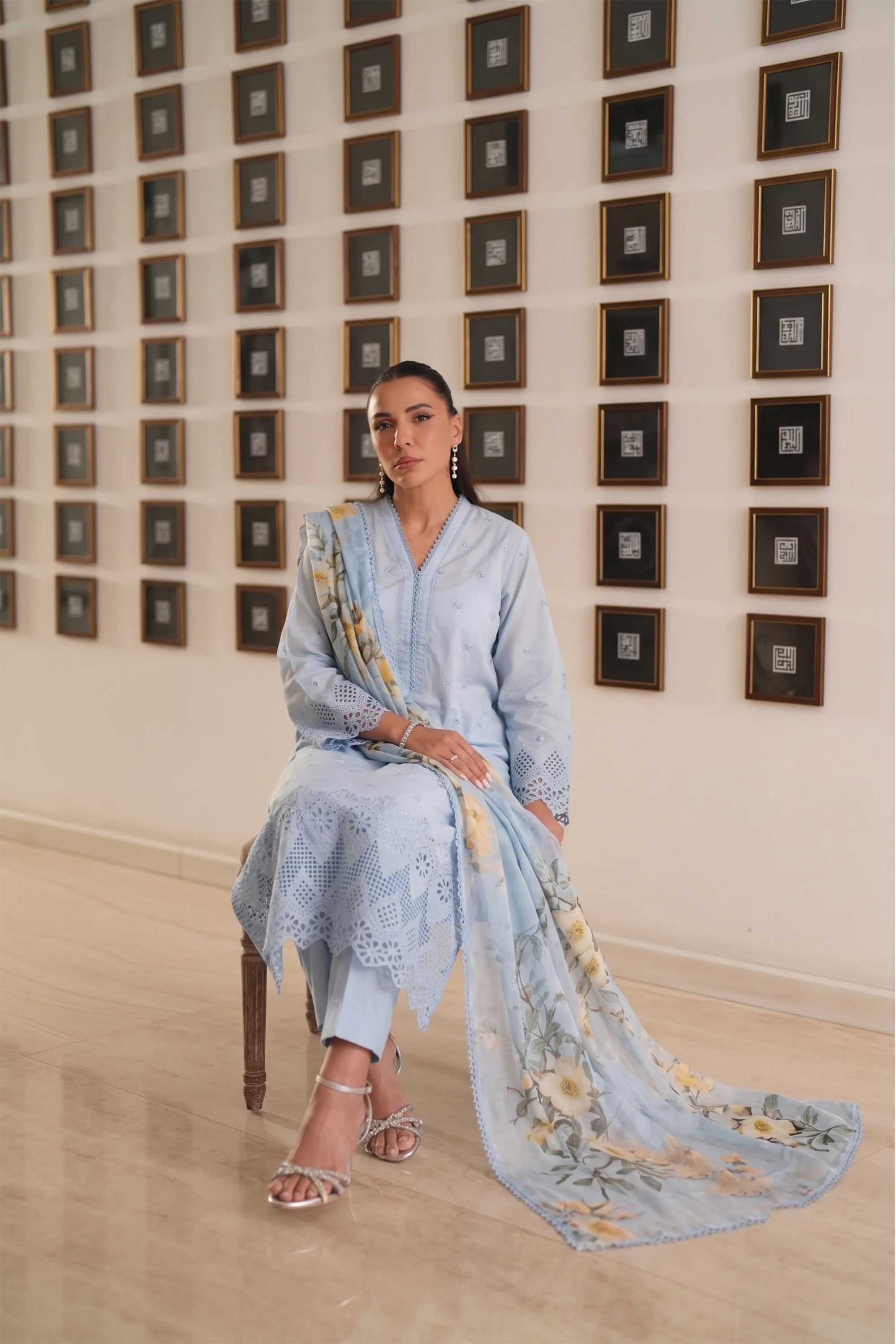 Azure Trellis - Luxury Lawn Suit - Image 3