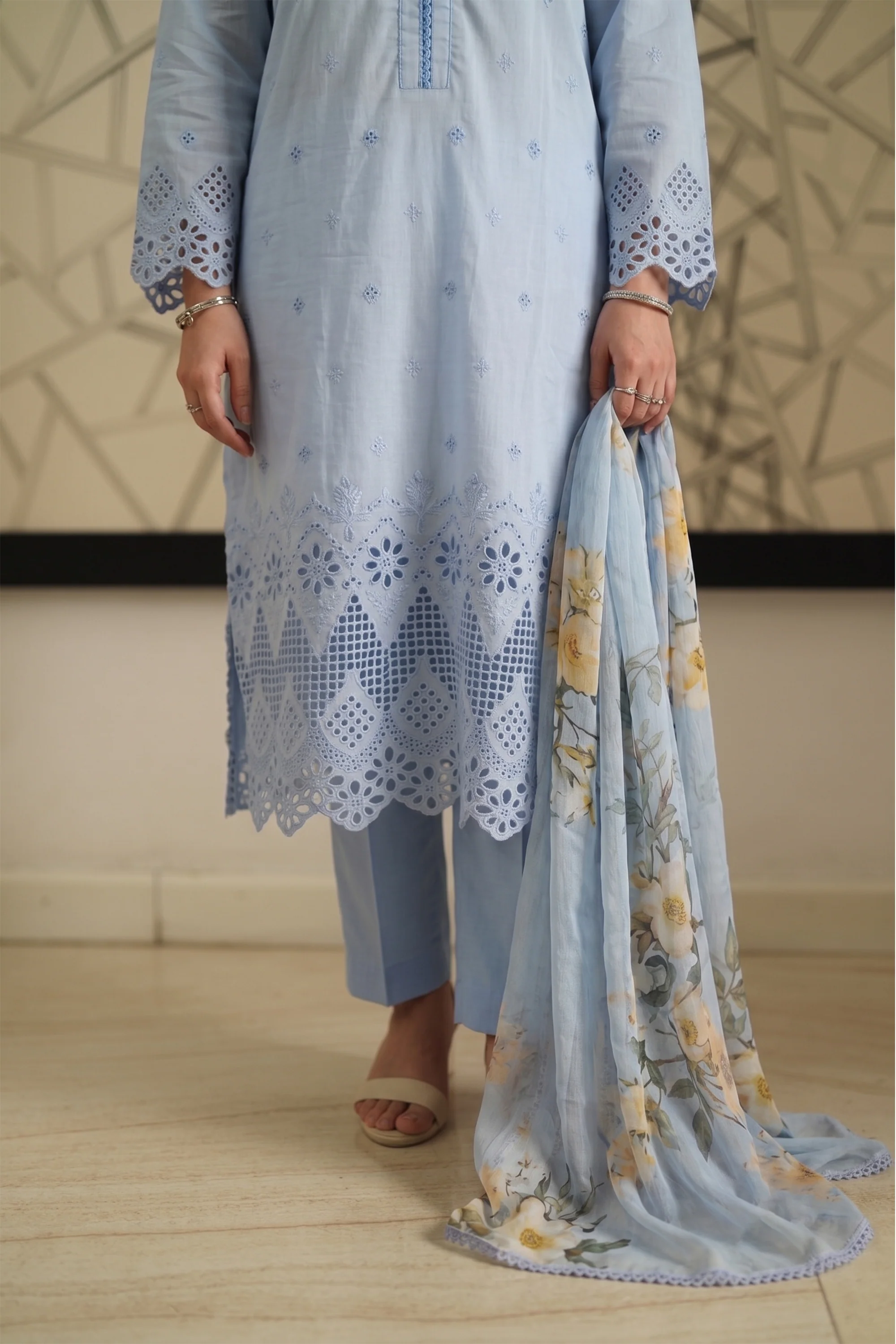 Azure Trellis - Luxury Lawn Suit - Image 4