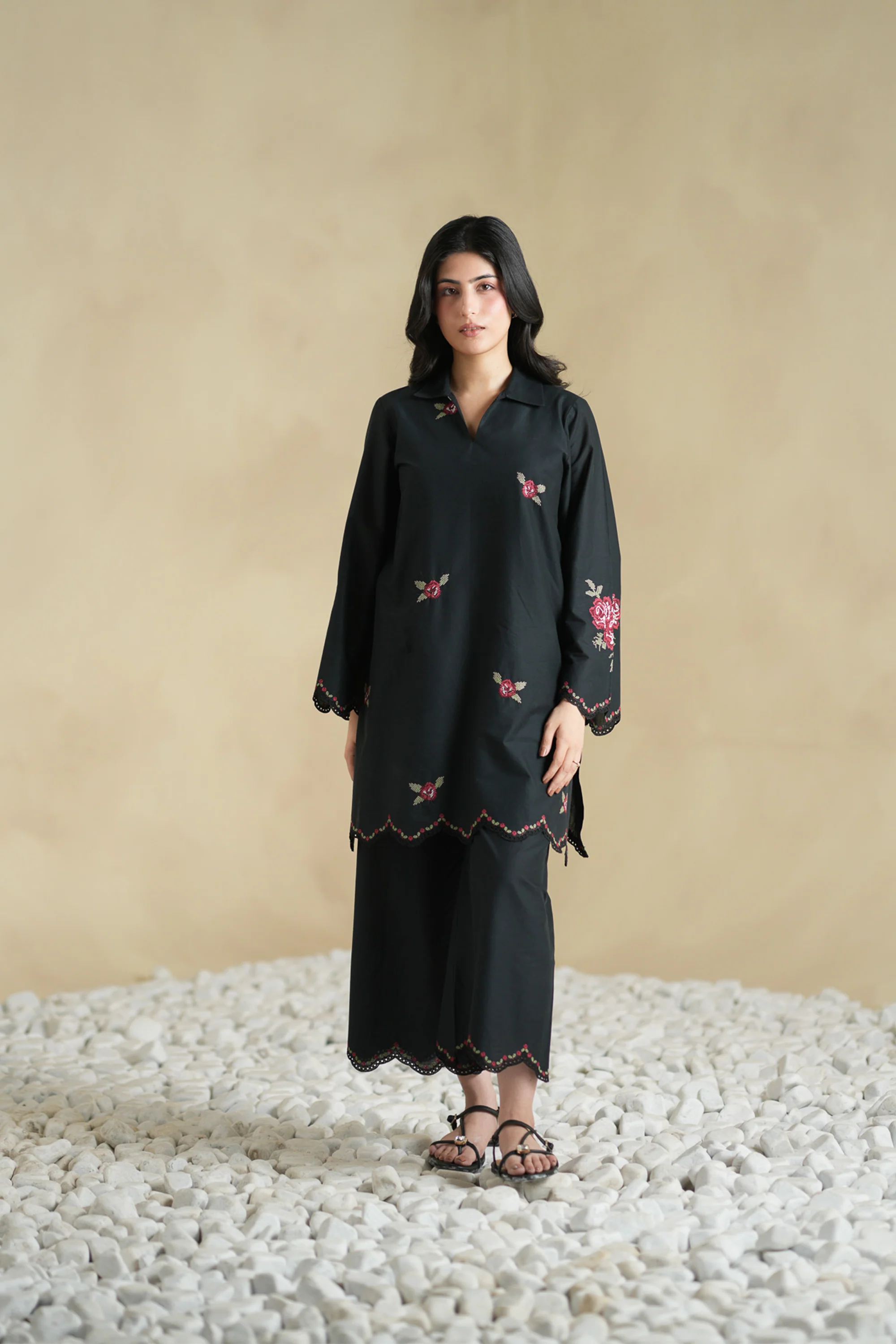 Black Edit Embroidered Co-ord Set - Image 2