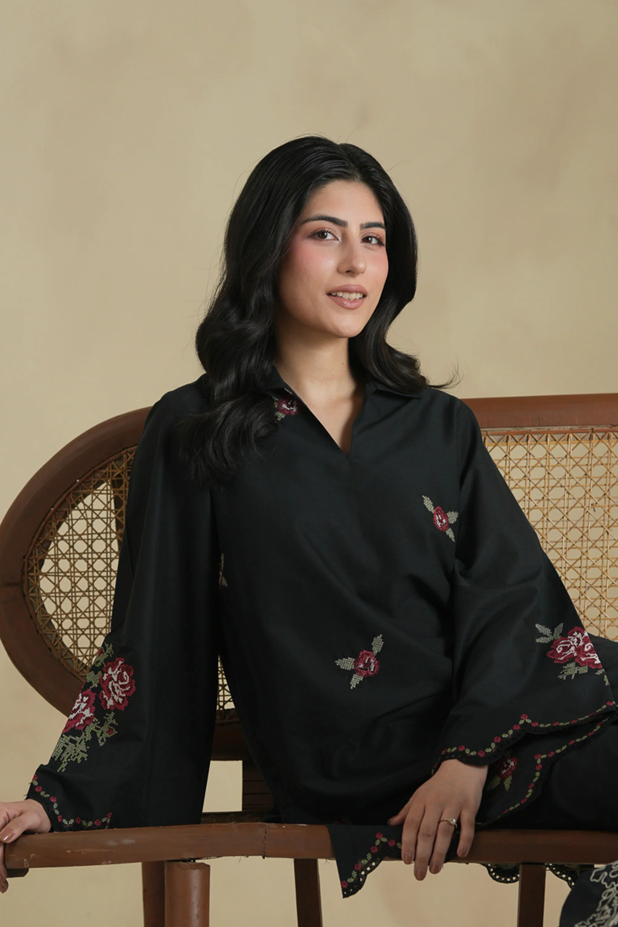 Black Edit Embroidered Co-ord Set - Image 5