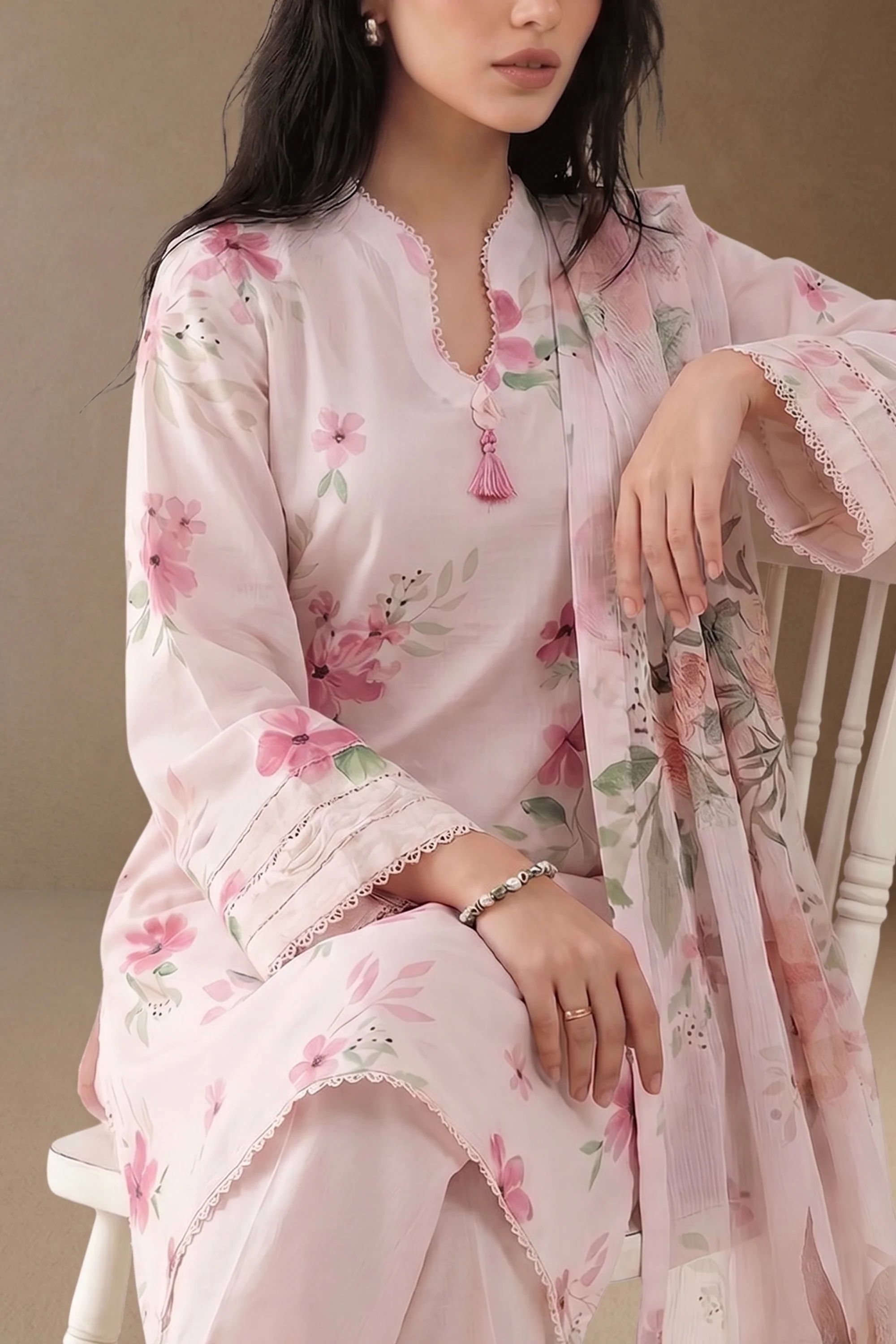 Crimson Garden - Printed Lawn Suit - Image 3