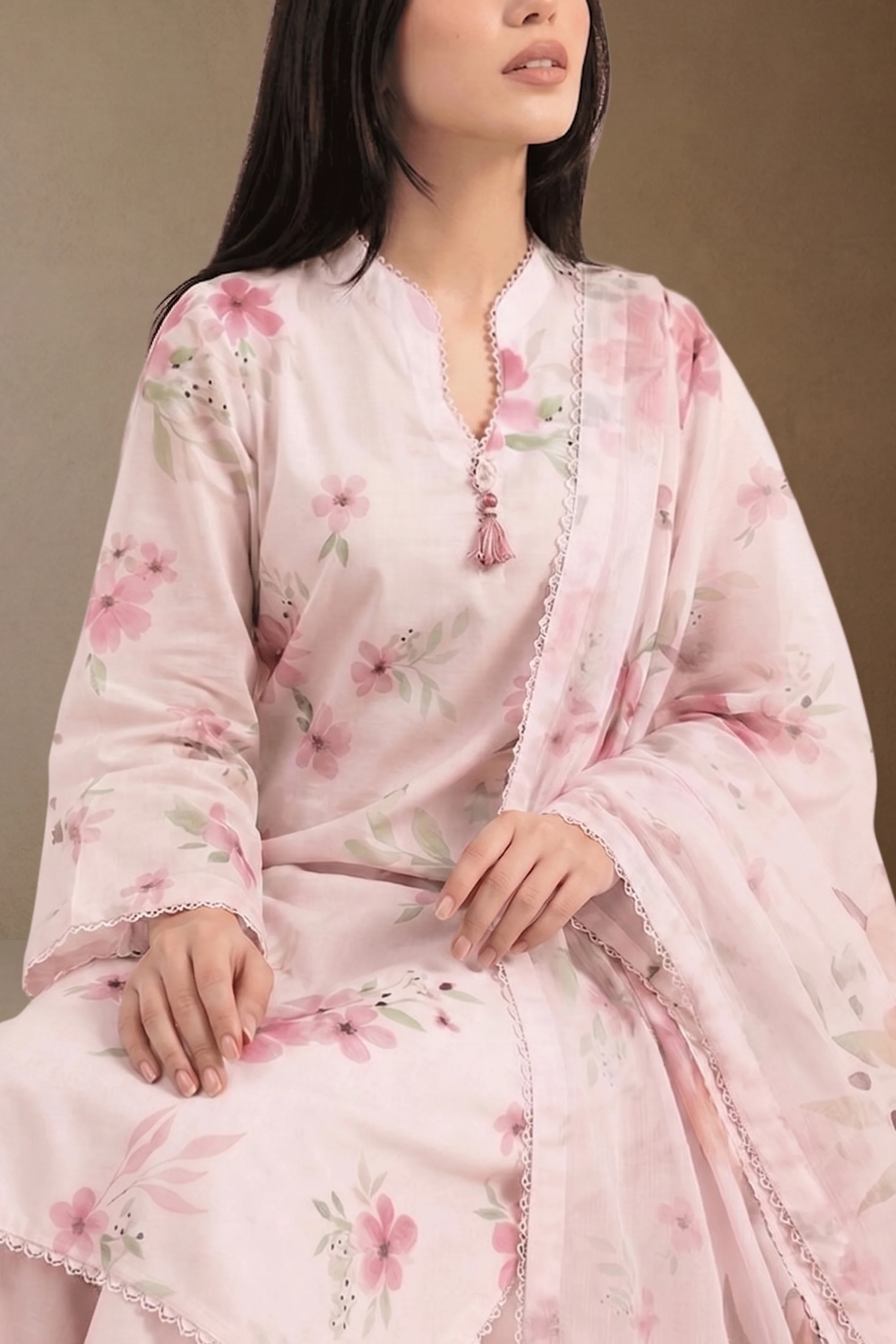Crimson Garden - Printed Lawn Suit - Image 5