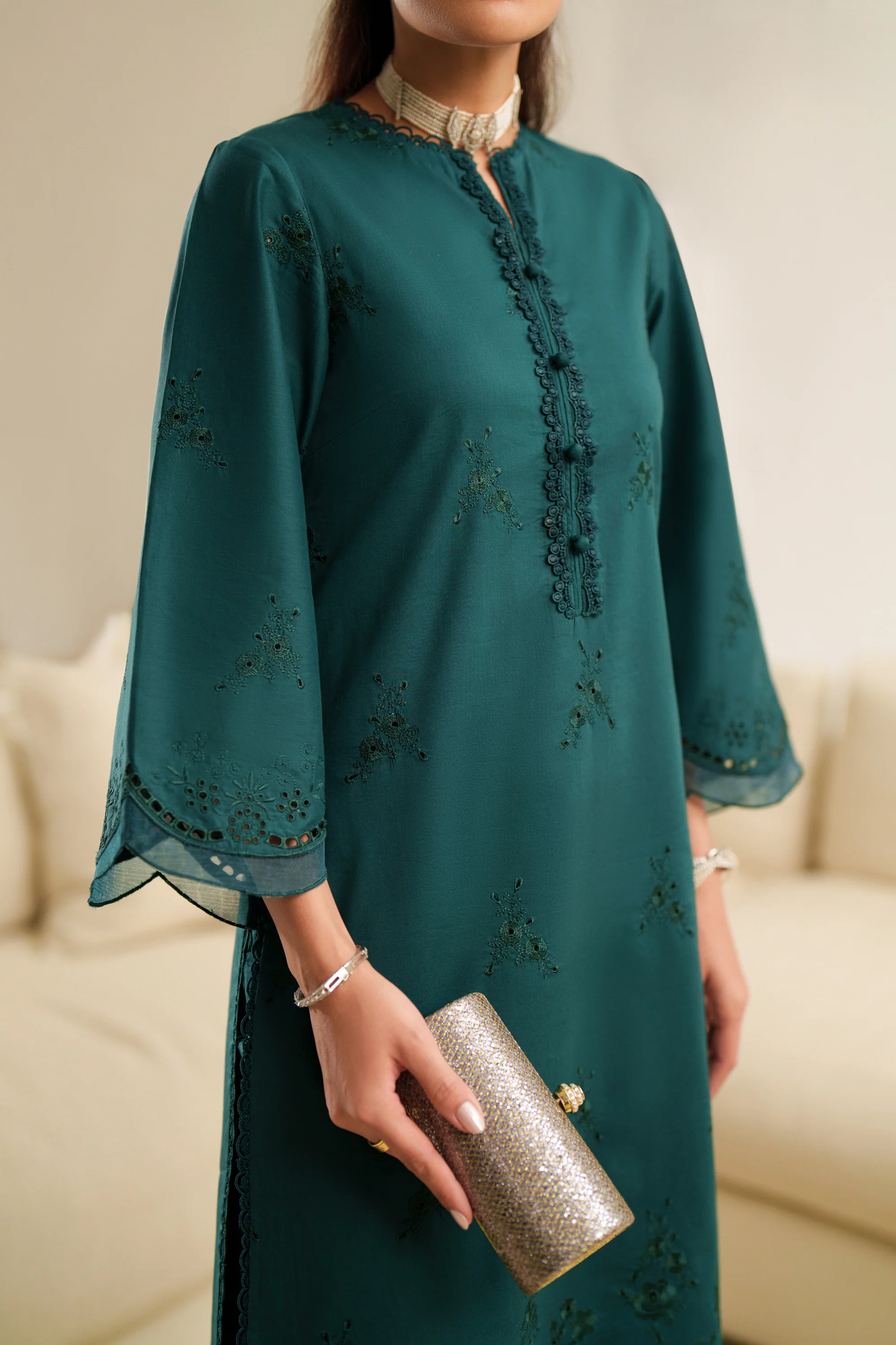 Deep Emerald - Unstitch Luxury Lawn Suit - Image 4