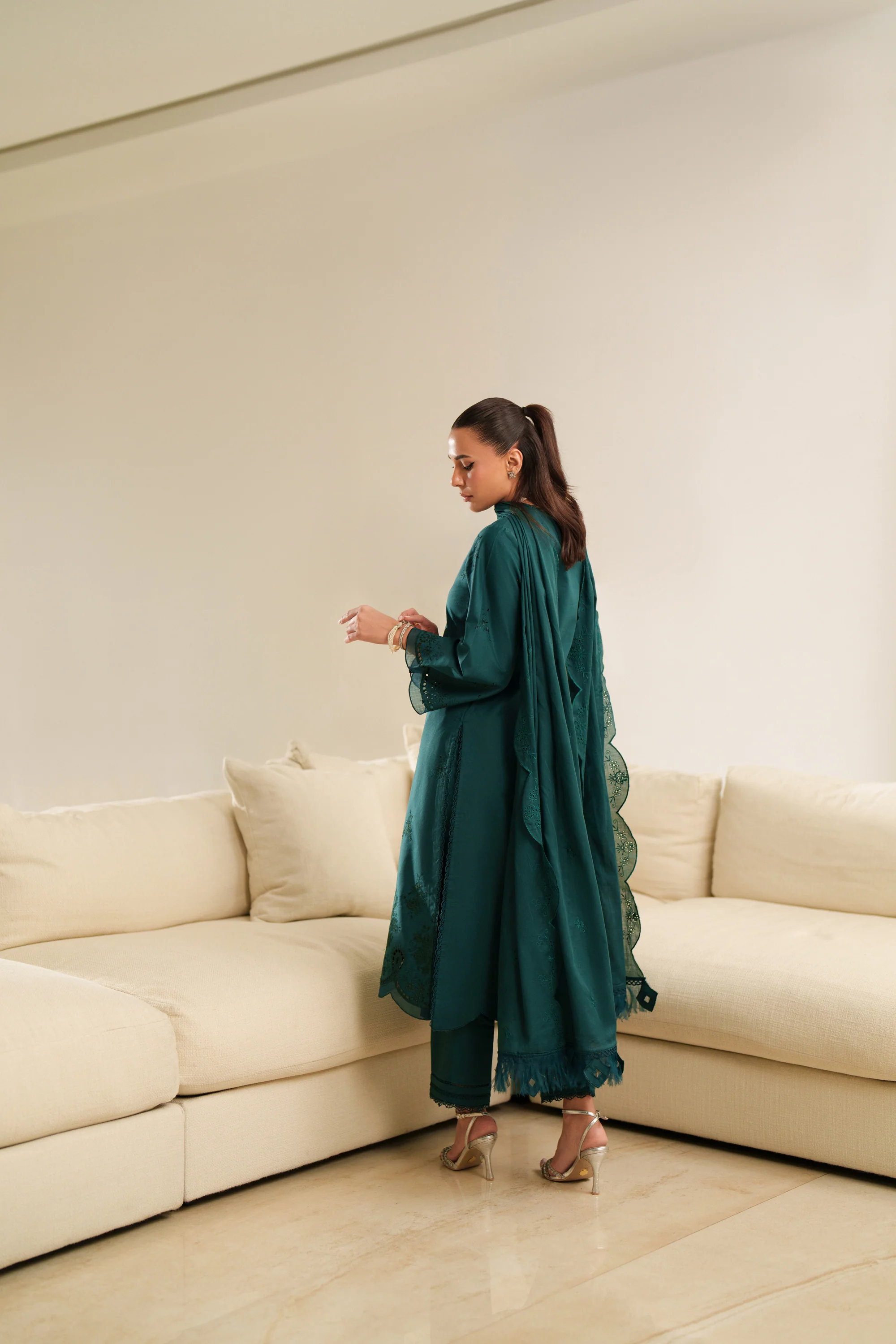 Deep Emerald - Unstitch Luxury Lawn Suit - Image 6