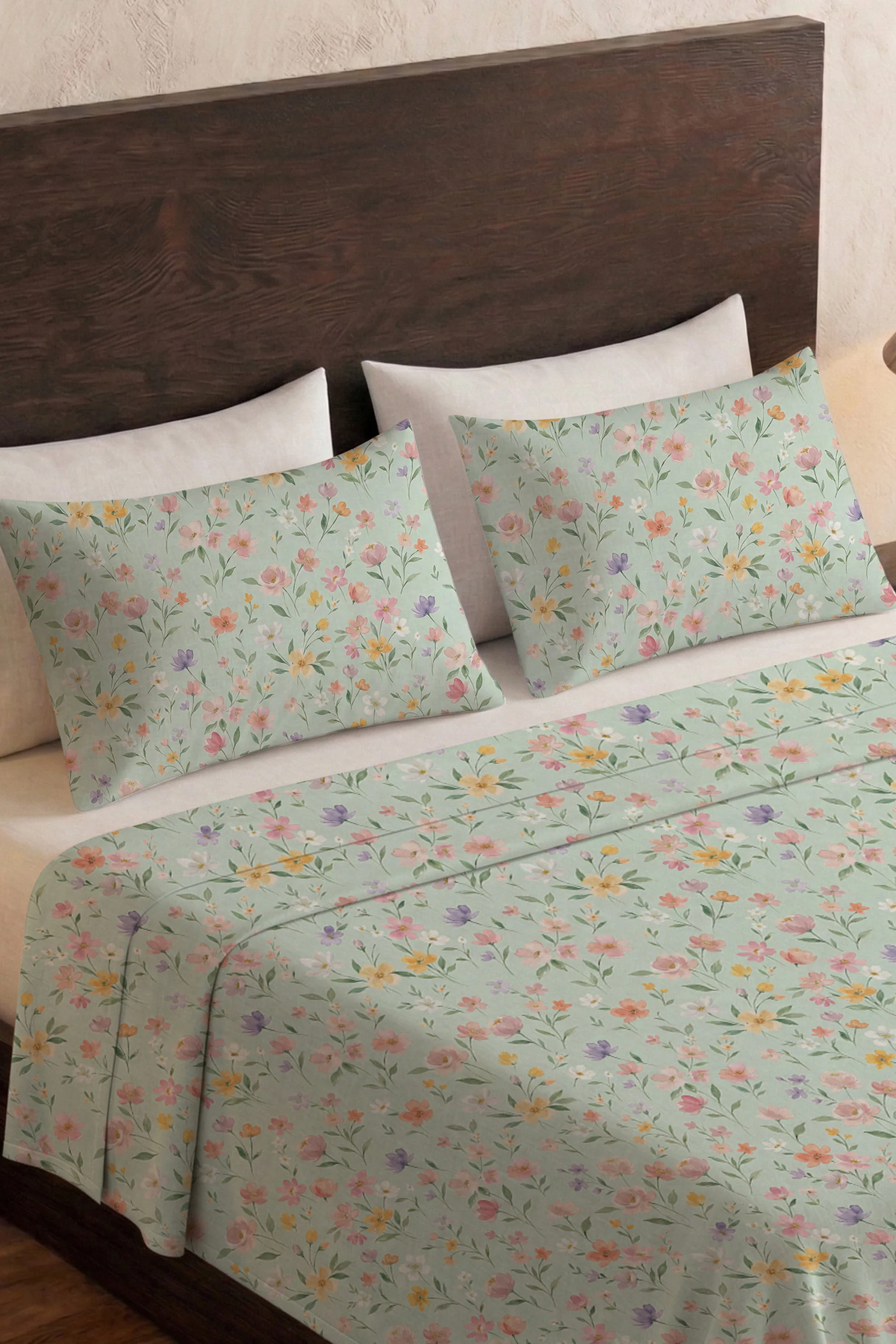 Floral Cipher Percale Bed Sheet Set - Image 5