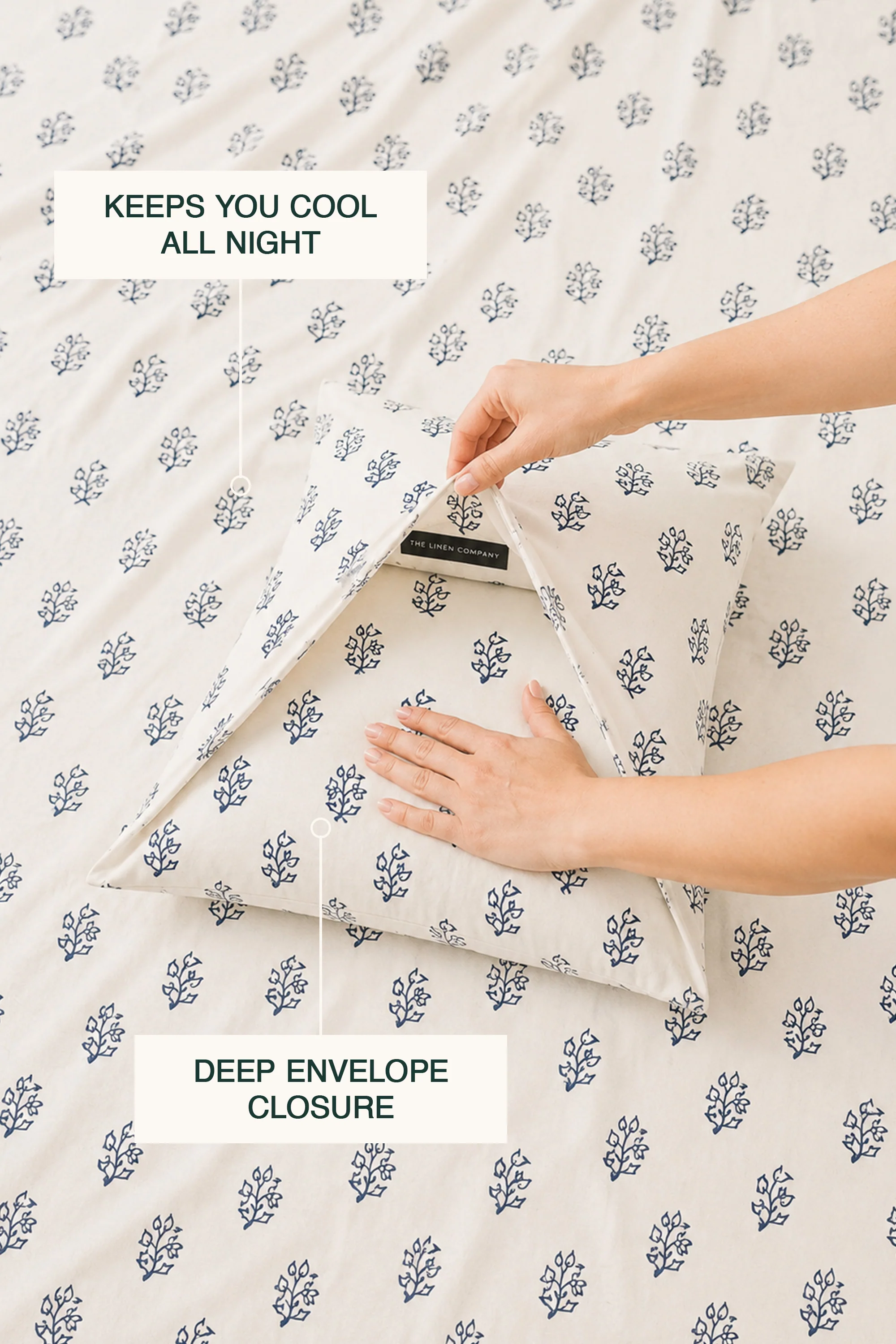 Pressed Indigo Percale Bed Sheet Set - Image 3