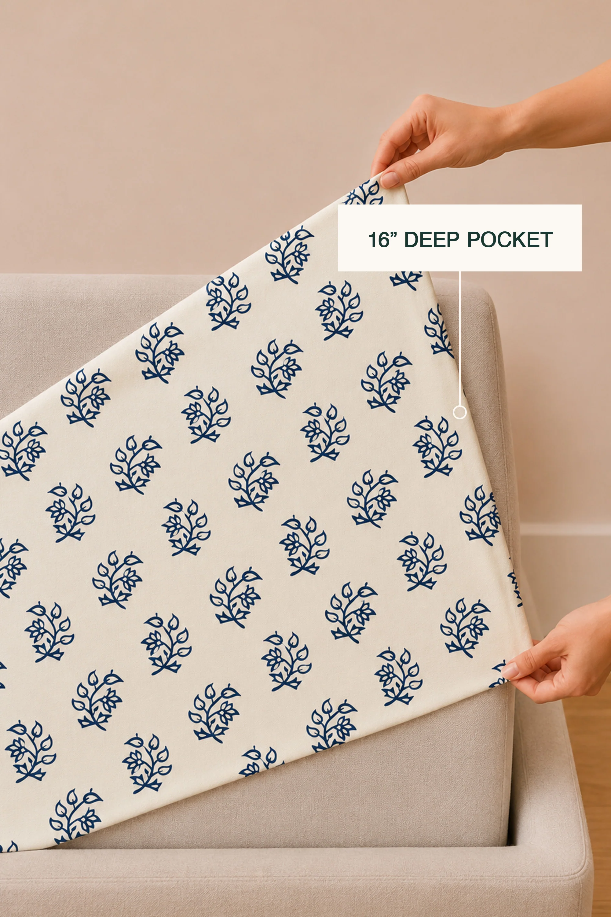 Pressed Indigo Percale Bed Sheet Set - Image 7
