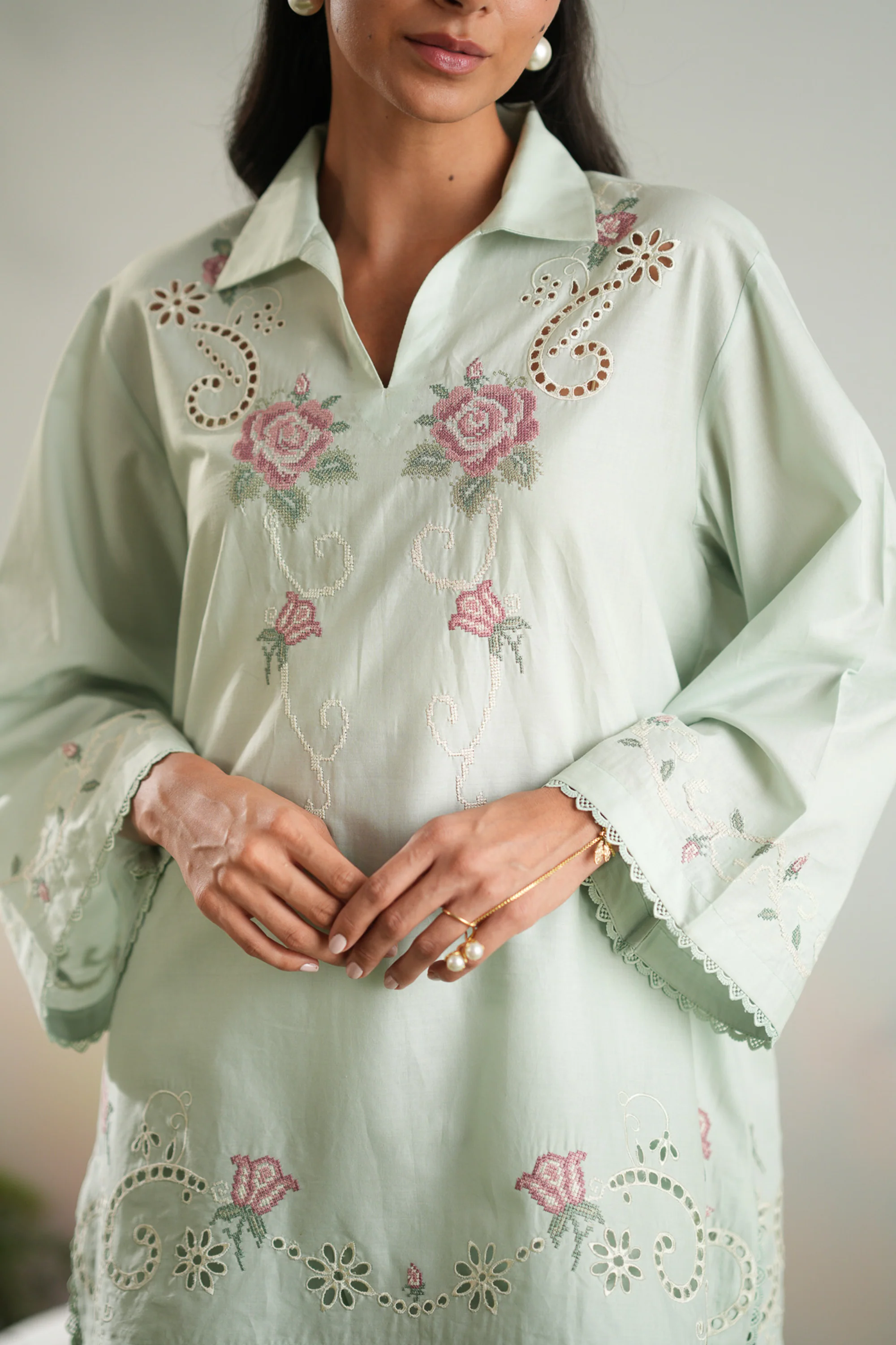 Rose Vine Embroidered Co-ord Set - Image 2