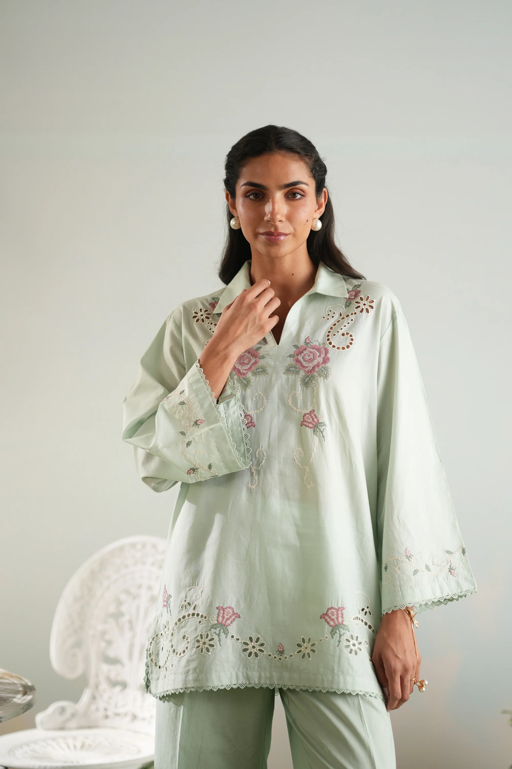 Rose Vine Embroidered Co-ord Set - Image 4
