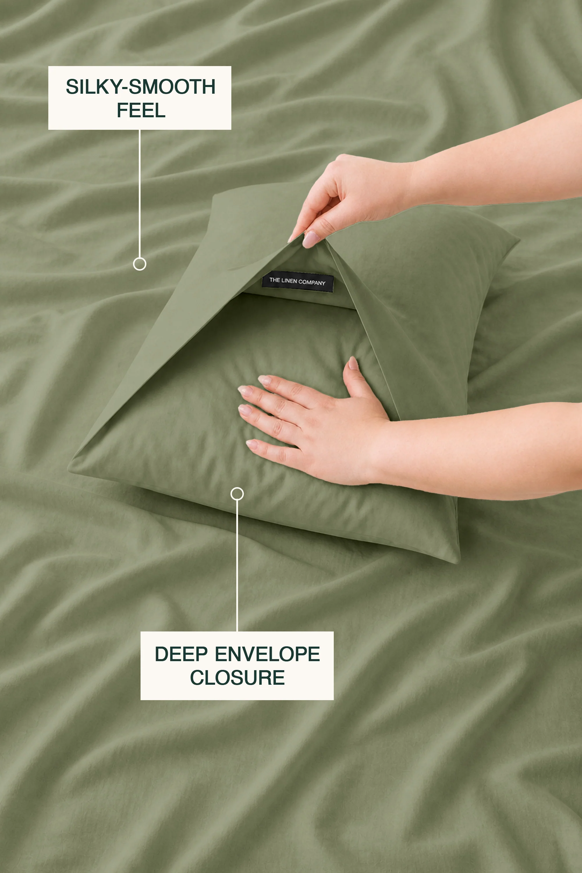 T200 Eucalyptus Green Duvet Cover Set - Image 3