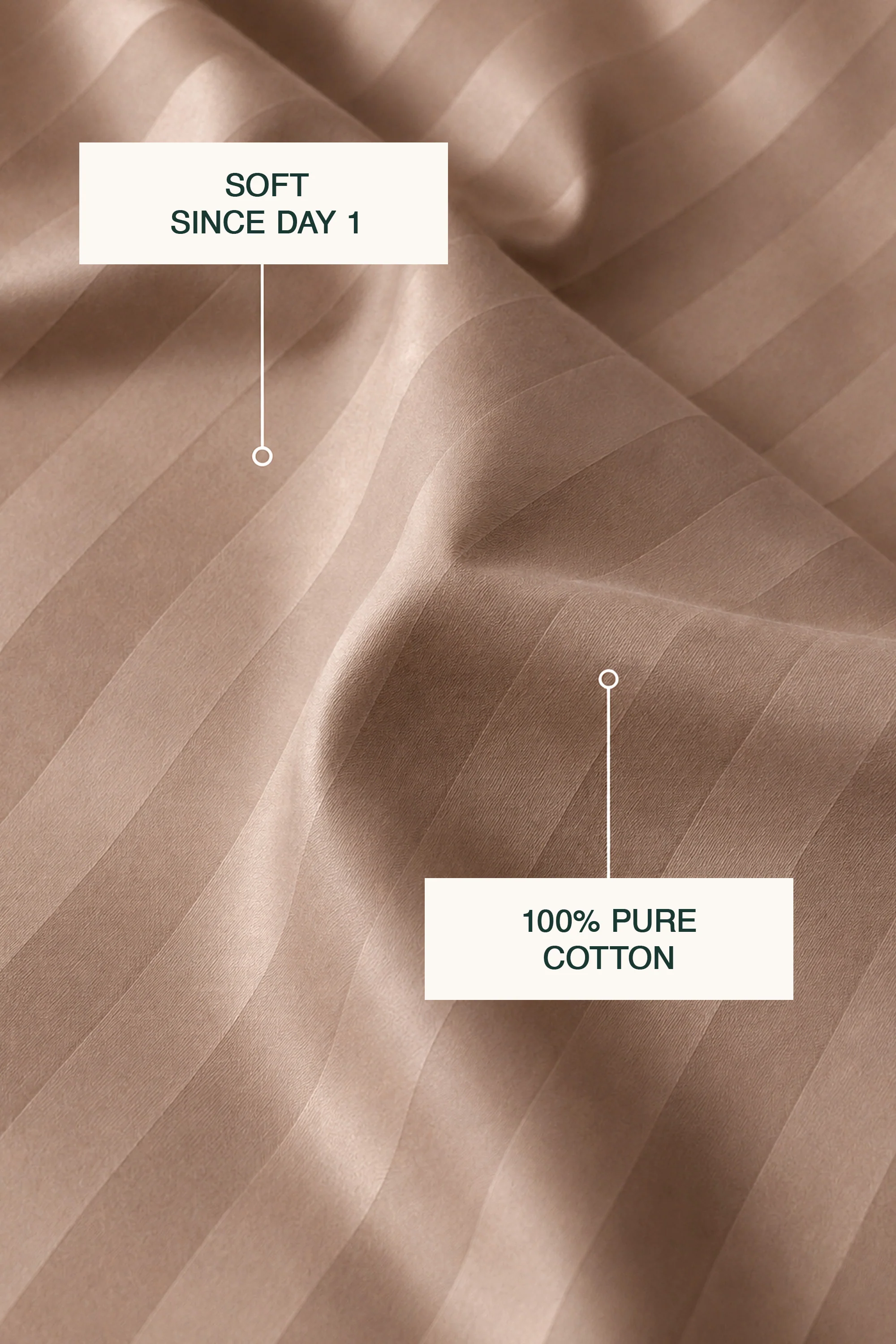 T300 Luxe Taupe Striped Bed Sheet Set - Image 2