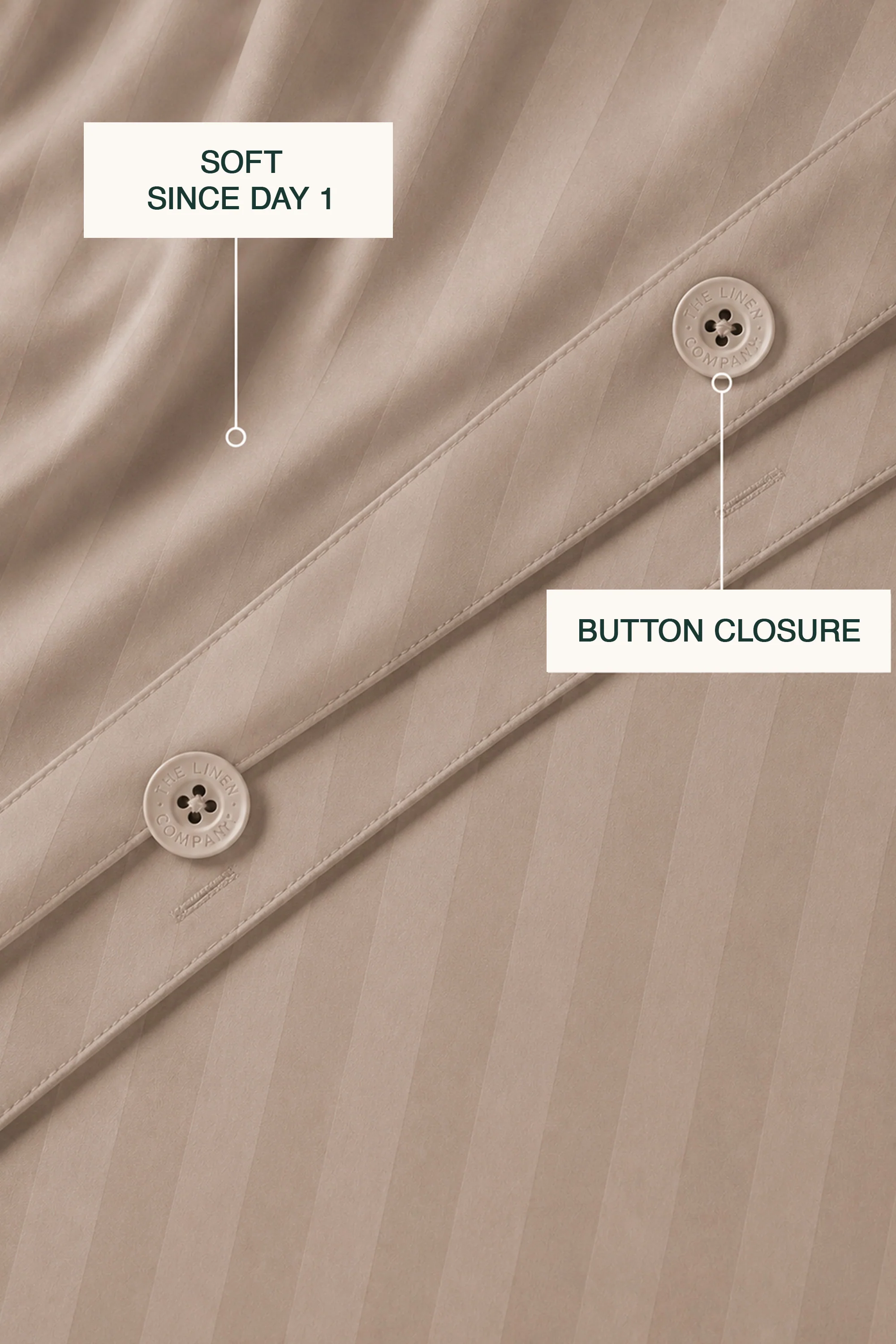 T300 Luxe Taupe Striped Duvet Cover Set - Image 2