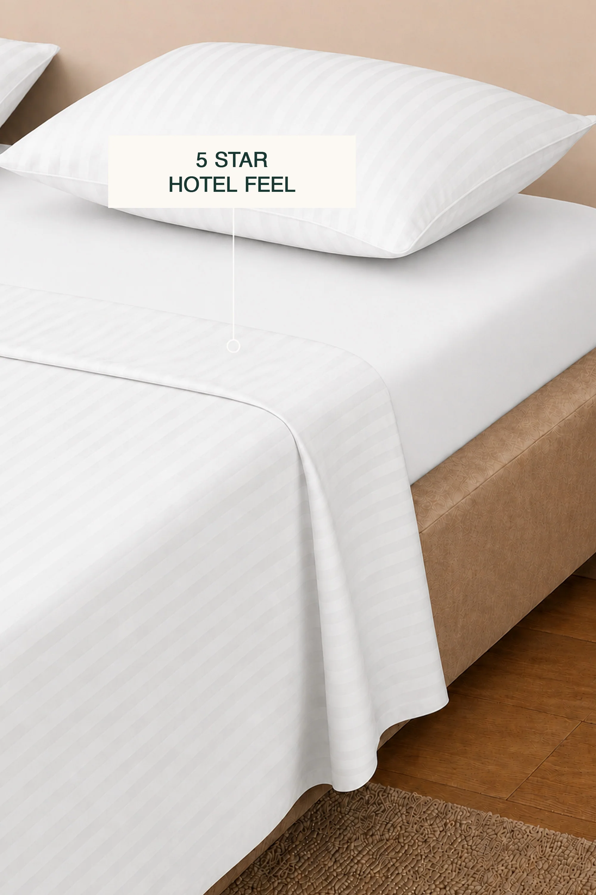 T300 Luxe White Striped Bed Sheet Set - Image 4